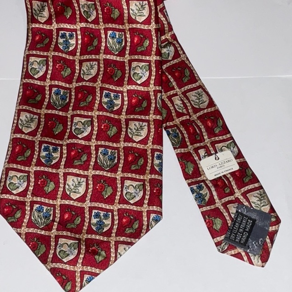 Loris Azzaro Paris Vintage Handmade 100% Silk Tie Squares Made in France 54x4”